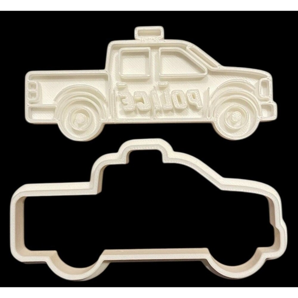 3D Printed Cookie Cutter - 3.5" Police Truck #1013